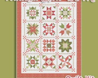 Poinsettia Stars BOM Quilt Kit (59.5x 74.5) Poinsettia & Pear by Sherri and Chelsi for Moda Fabrics