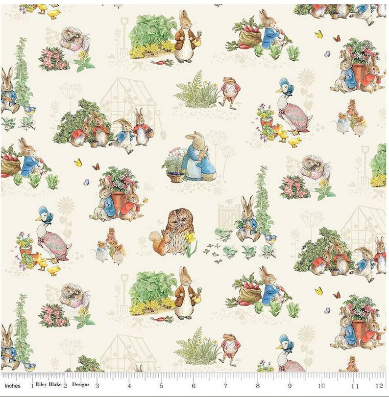 Peter Rabbit Frog Friend Flannel Peter Rabbit & Friends Characters Cloud Riley Blake Designs ...