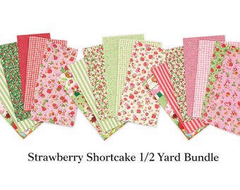 PREORDER DECEMBER 2026 Strawberry Shortcake 1/2 Yard Bundle of the entire Collection- Includes 18 pieces and one Strawberry Shortcake Panel