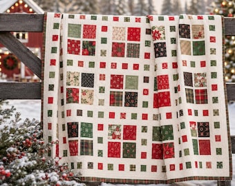 Square Dance Quilt Kit with Holiday Cheer by Stacy lest Hue for Moda Fabrics | Lap Quilt Kit | 54.5” x 70.5”
