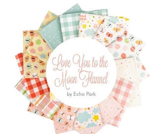 Paquete de 14 retales de franela Girl Love You to the Moon de Echo Park para Riley Blake Designs