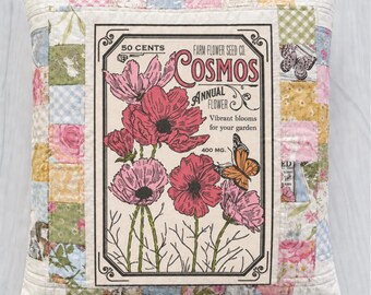 Cosmos Pillow Kit – My Secret Garden by Stacy Iest Hsu – 18” x 18” Quilted Pillow Kit