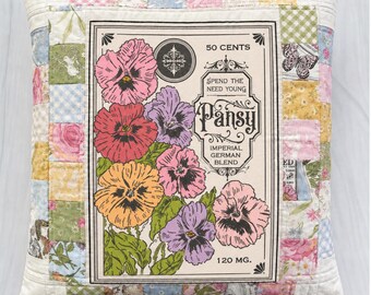 Pansy Pillow Kit – My Secret Garden by Stacy Iest Hsu – 18” x 18” Quilted Pillow Kit