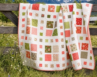 Square Dance Quilt Kit with Sherri and Chelsi's Poinsettia and Pear Collection | Lap Quilt Kit | 54.5” x 70.5”