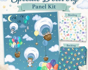 Kit de edredón infantil "Entrega Especial" de Henry Glass, 35,5" x 43". Incluye ribete y respaldo.