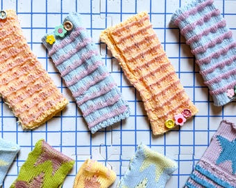 Knitted Armwarmers with Wooden Buttons