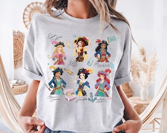 Princess Pirate Shirt, Disney Besties Cruise T-Shirt, Matching Girls Trip Sweater, Snow White & Ariel Hoodies, Aurora And Belle Pirate Tee