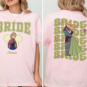 Frozen Princess Anna and Kristoff Wedding Shirt, Custom Disney Bride & Groom Matching Shirt, Disney Honeymoon Shirt, Just Married Couple Tee image 2