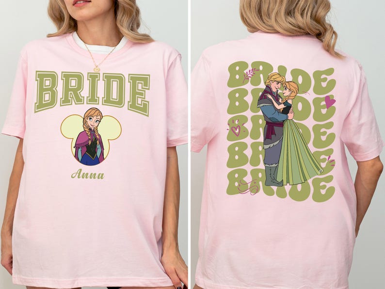 Frozen Princess Anna and Kristoff Wedding Shirt, Custom Disney Bride & Groom Matching Shirt, Disney Honeymoon Shirt, Just Married Couple Tee image 2