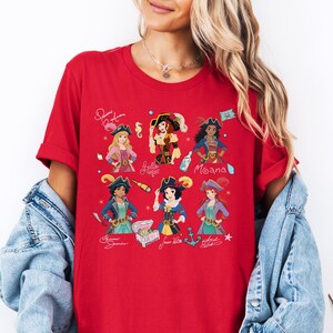 Princess Pirate Shirt, Disney Besties Cruise T-Shirt, Matching Girls Trip Sweater, Snow White & Ariel Hoodies, Aurora And Belle Pirate Tee image 6