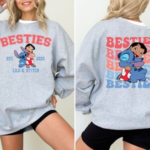 Disney Lilo & Stitch Custom Besties Sweatshirt, Stitch Best Friends Hoodie, Matching Siblings Hoodie, Disneyland Vacation Sweater image 4