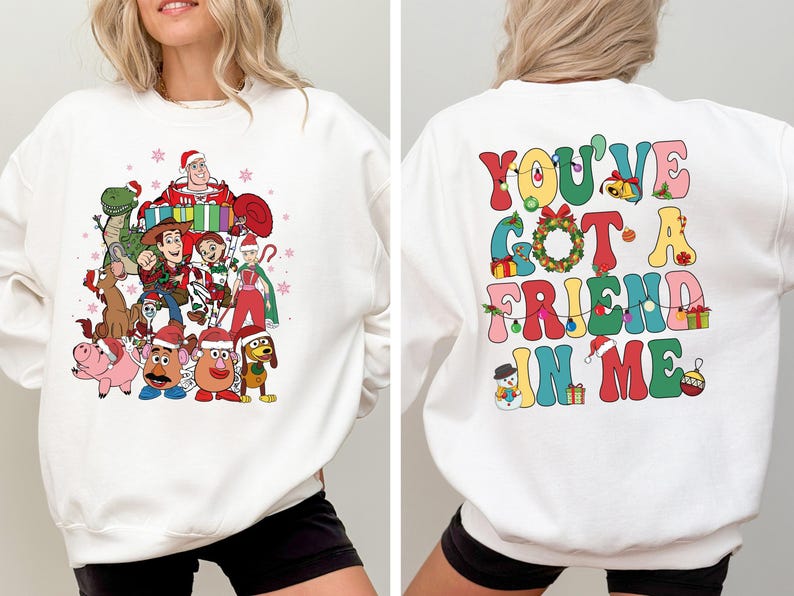 Toy Story Christmas Sweatshirt, Disney You've Got A Friend T-Shirt, Xmas Disneyland Holiday Lights Sweater, Woody & Buzz Xmas Hoodie image 1