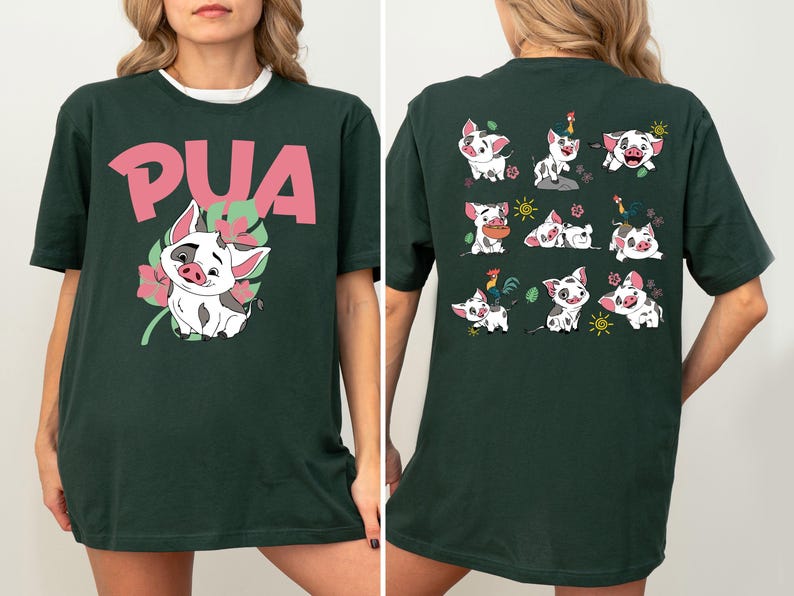 Disney Pua T-Shirt, Custom Pua and Hei Hei Shirt, Princess Moana Characters Tee, Moana Pua Shirt, Disneyland Family Vacation Sweatshirt image 2