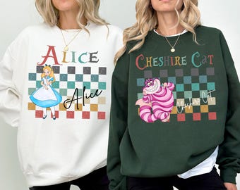 Alice Cheshire Cat Sweatshirt, Wonderland Character Hoodie, Disneyland Vacation T-shirt