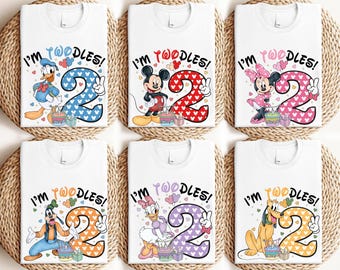 Disney I'm Twodles Shirt, Mickey & Friends Benutzerdefinierte Geburtstag Hoodie, Zwei Jahre Geburtstag T-Shirt, Disneyland Familie Geburtstag Urlaub Sweatshirt