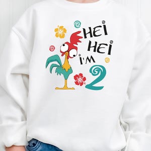 Hei Hei Birthday Shirt, Moana Inspired I'm 2, Custom Party Hoodie, Family Trip Tee image 5