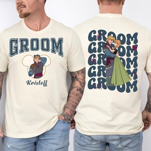 Frozen Princess Anna and Kristoff Wedding Shirt, Custom Disney Bride & Groom Matching Shirt, Disney Honeymoon Shirt, Just Married Couple Tee image 4