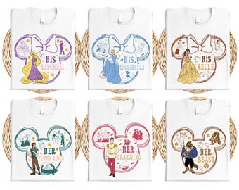 Princess and Prince All Character Shirt, Disney His & Her Matching Shirt, Disneyland Honeymoon Vacation 2026 Tee, Magic Kingdom Couple Shirt