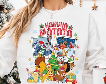 Camiseta navideña Hakuna Matata, sudadera del Rey León, camiseta navideña de Simba, Pumba y Timón, sudadera con capucha de la Reunión Navideña de Disneyland 2025