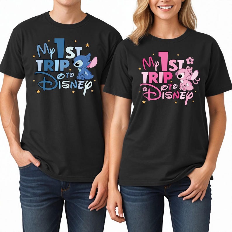 My First Disney Trip 2026 T-Shirt, Disney Stitch & Angel Shirts, Disneyworld Vacation Tee, Disneyland Family Trip Sweatshirt image 5