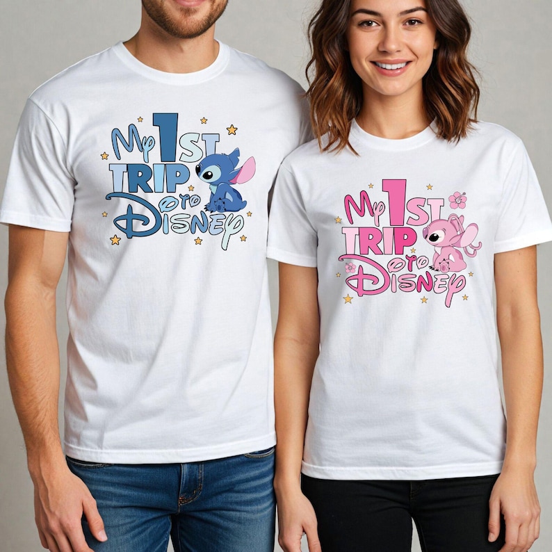 My First Disney Trip 2026 T-Shirt, Disney Stitch & Angel Shirts, Disneyworld Vacation Tee, Disneyland Family Trip Sweatshirt image 1