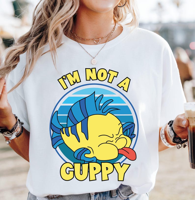 Disney Flounder Shirt, The Little Mermaid T-shirt, I'm Not A Guppy Hoodie, Funny Ichthyologist Tee, Disneyland Trip Sweatshirt image 2