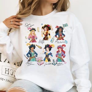 Princess Pirate Shirt, Disney Besties Cruise T-Shirt, Matching Girls Trip Sweater, Snow White & Ariel Hoodies, Aurora And Belle Pirate Tee image 9