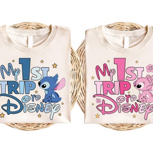 My First Disney Trip 2026 T-Shirt, Disney Stitch & Angel Shirts, Disneyworld Vacation Tee, Disneyland Family Trip Sweatshirt image 3
