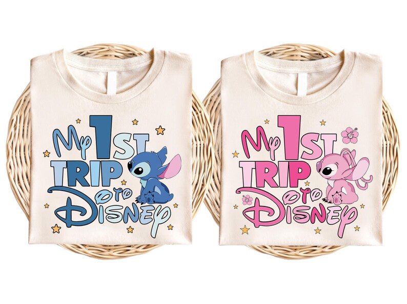 My First Disney Trip 2026 T-Shirt, Disney Stitch & Angel Shirts, Disneyworld Vacation Tee, Disneyland Family Trip Sweatshirt image 3