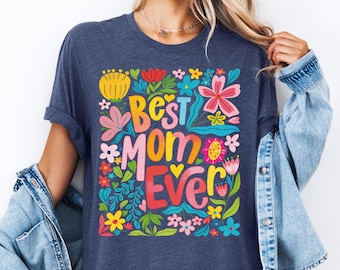 Camiseta "La mejor mamá del mundo", camiseta del Día de la Madre, camiseta floral para mamá, sudadera divertida con capucha para mamá, camiseta linda para mamá, sudadera de regalo de vacaciones para mamá