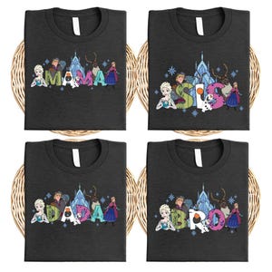 Camisetas familiares de Disney Frozen, camisetas a juego de Elsa para mamá e hija, camiseta "Papá de una princesa", sudadera para vacaciones familiares en Disneyland. imagen 3