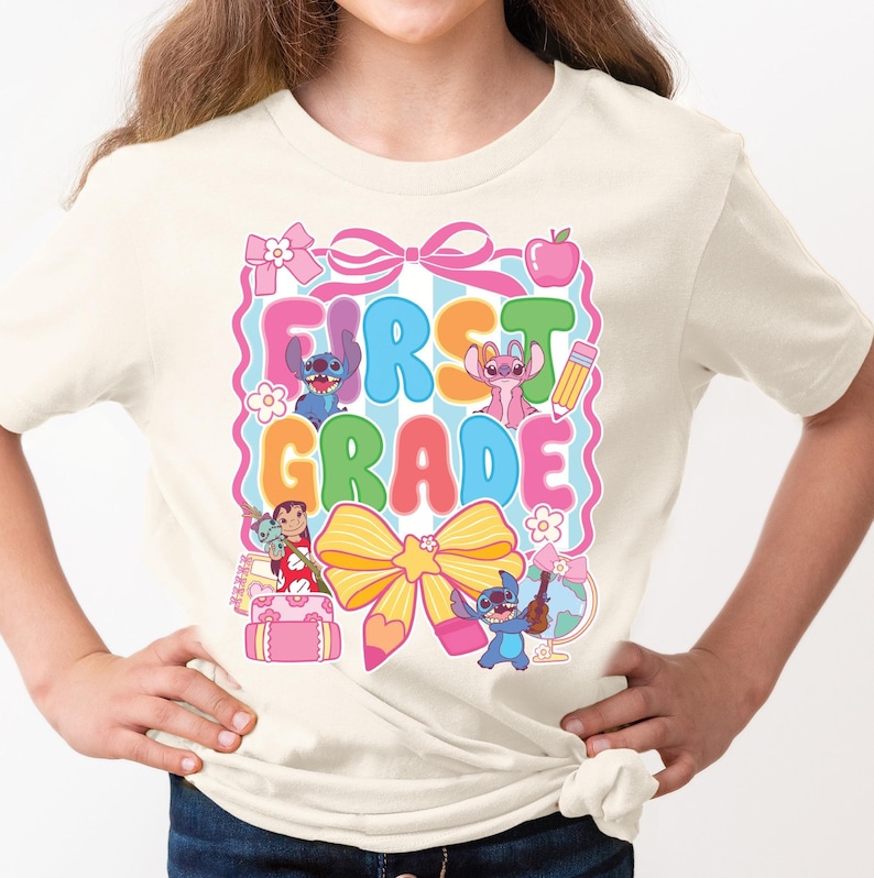 Disney Stitch Back To School T-shirt, Teacher First GradeSchool Shirt, Lilo & Stitch Hoodie, Kindergarten And Elementary School Sweatshirt image 1
