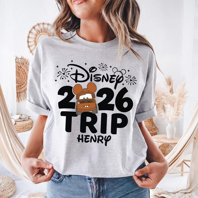 Disney 2026 Trip Shirts, Pixar Cars T-Shirt, Lightning McQueen & Tow Mater Shirt, Matching Cars Family Hoodie, Disneyland Trip Sweatshirt image 4