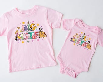 Disney Prinzessin Mama & Dada Shirts, kleine Schwester und große Schwester T-Shirts, Alle Prinzessin Custom Hoodie, Disneyland Familienurlaub Sweatshirt