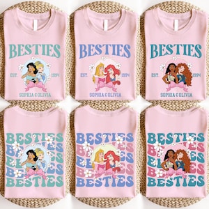 Disney Custom Besties Shirt, Elsa & Anna Schwestern T-Shirt, Passendes Besties Sweatshirt, Ariel und Belle T-Shirt, Disneyland Girls Trip Hoodie Bild 2