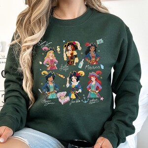 Princess Pirate Shirt, Disney Besties Cruise T-Shirt, Matching Girls Trip Sweater, Snow White & Ariel Hoodies, Aurora And Belle Pirate Tee image 8