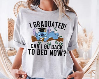 Stitch Graduating 2026 Shirt, Can I Go Back To Bed Tee