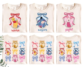 Winnie The Pooh Coquette Spiegel Shirts, Disney Pooh Bear Bow Aquarell Shirt, Piglet Eeyore Tigger T-Shirt, Disneyland Familienausflug Sweatshirt