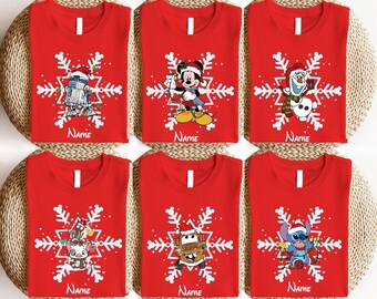 Disney Charaktere Weihnachten benutzerdefinierte Shirts, Weihnachten Gruppe Sweatshirts, Disney Urlaub Passende Hoodies, Disneyland Familien Ausflug T-Shirt
