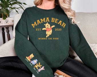 Winnie The Pooh Mama Bär Shirt, Disney Custom Pooh Bär Mama Pullover, Muttertag Shirt, Disney Familie Passendes T-Shirt, BTW Familien Reise T-Shirt