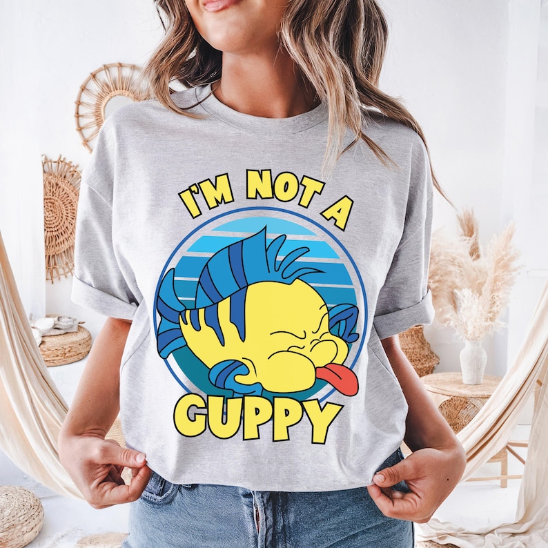 Disney Flounder Shirt, The Little Mermaid T-shirt, I'm Not A Guppy Hoodie, Funny Ichthyologist Tee, Disneyland Trip Sweatshirt image 1