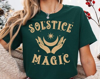 Camiseta de magia del solsticio, sudadera navideña Yule, sudadera con capucha pagana de invierno, camiseta de Feliz Navidad, suéter navideño familiar