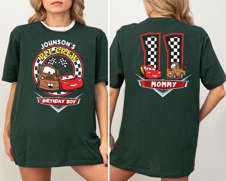 Custom Name Disney Cars Birthday Shirt, McQueen and Mater Birthday T-Shirt, Disney Birthday Boy Tee, Family Birthday Matching Sweatshirt image 3