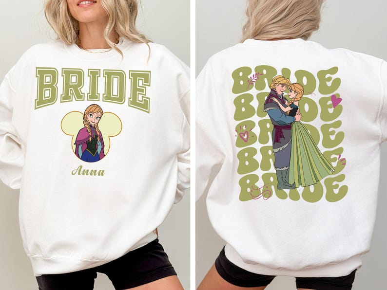 Frozen Princess Anna and Kristoff Wedding Shirt, Custom Disney Bride & Groom Matching Shirt, Disney Honeymoon Shirt, Just Married Couple Tee image 3
