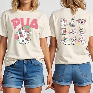 Disney Pua T-Shirt, Custom Pua and Hei Hei Shirt, Princess Moana Characters Tee, Moana Pua Shirt, Disneyland Family Vacation Sweatshirt image 1