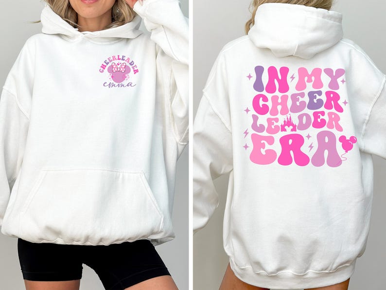 Sudadera de la era de las animadoras, sudadera con capucha del escuadrón de Minnie Mouse de Disney, camiseta de Disneyland 2026 imagen 2