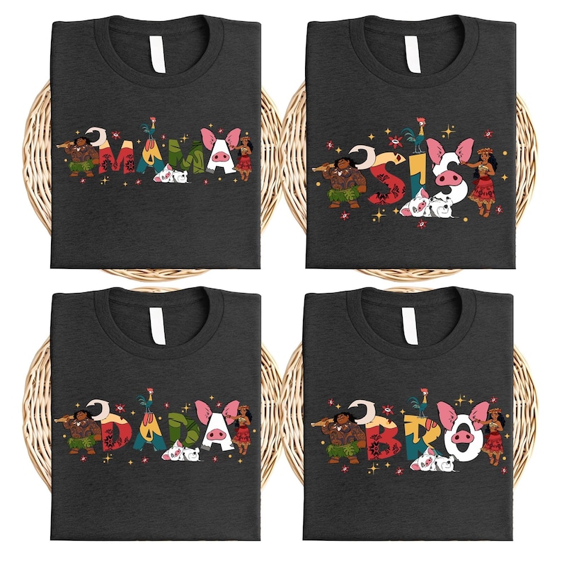 Camisetas familiares de Moana, camisetas a juego para mamá e hija, ropa para vacaciones en Disneyland. imagen 3