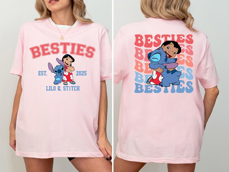 Disney Lilo & Stitch Custom Besties Sweatshirt, Stitch Best Friends Hoodie, Matching Siblings Hoodie, Disneyland Vacation Sweater image 5