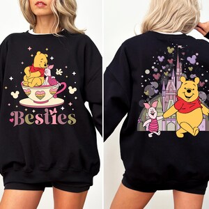Moletom Disney Winnie the Pooh, Moletom com Capuz Melhores Amigos Leitão e Ursinho Pooh, Suéter Castelo da Disney, Moletons para Férias em Família na Disneylândia imagem 3