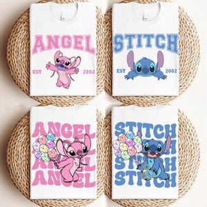 Camiseta de pareja de Disney Stitch y Ángel, camiseta para viaje de chicas, camiseta a juego para mejores amigas, camiseta para vacaciones familiares en Disneyland. imagen 1